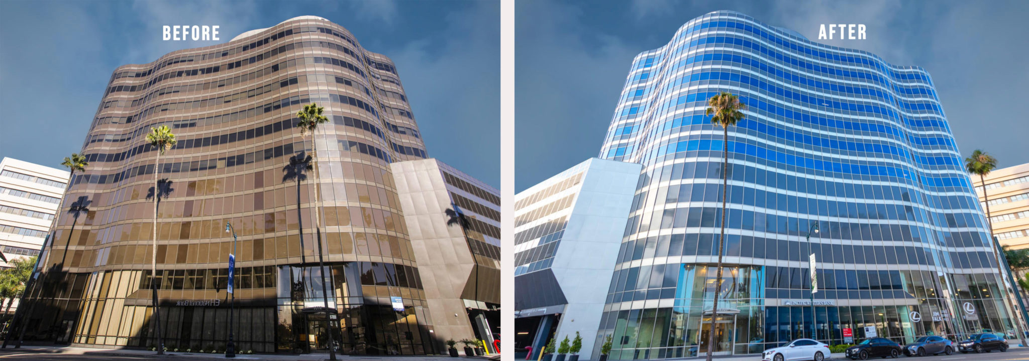 before and after commercial building facade restoration